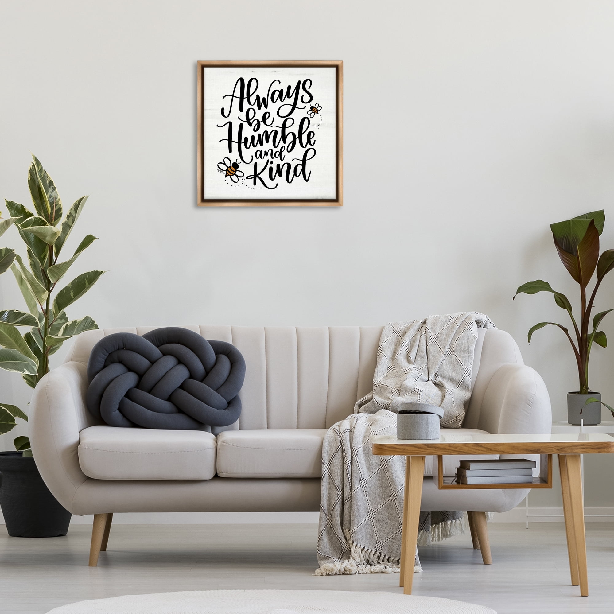 Stupell Industries Inspiring Humble & Kind Animals Painting Brown Floater Framed Canvas Art Print Wall Art, 25 x 25