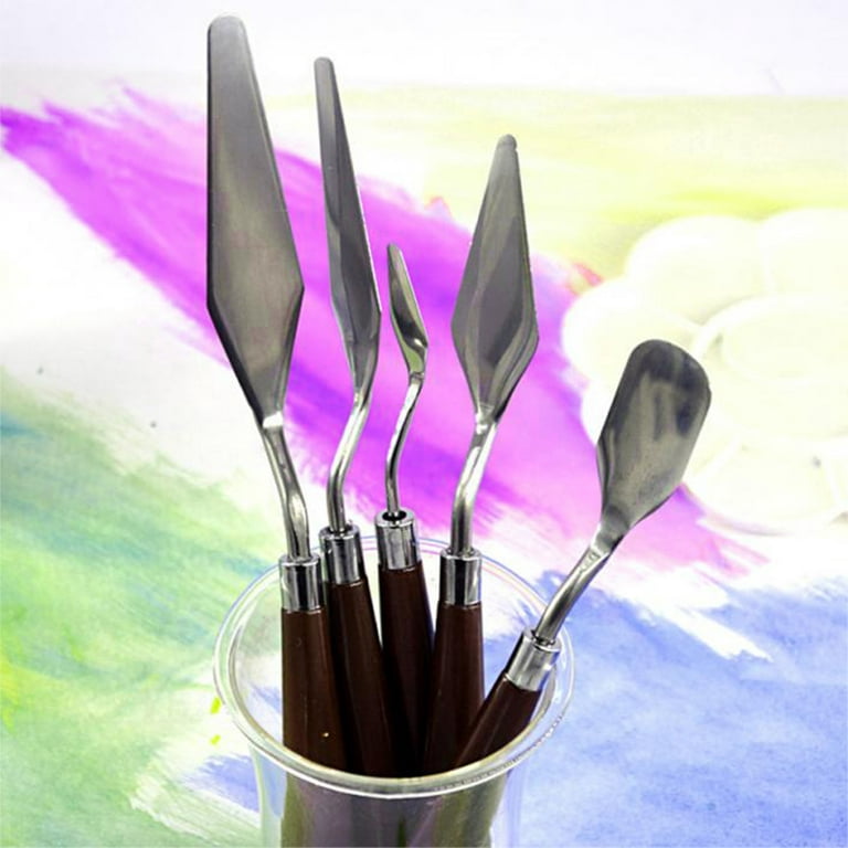 U.S. Art Supply 5-Piece Artist Stainless Steel Palette Knife Set - Wood  Hande Flexible Spatula Painting Knives for Color Mixing Spreading, Applying  Oil, Acrylic, Epoxy, Pouring Paint on Canvases, Cake 