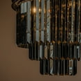 thumbnail image 6 of 6-Lights Modern Matte Black 3-Tier Round Fringe Flush Mount Lighting with Smoke Crystal, 6 of 8