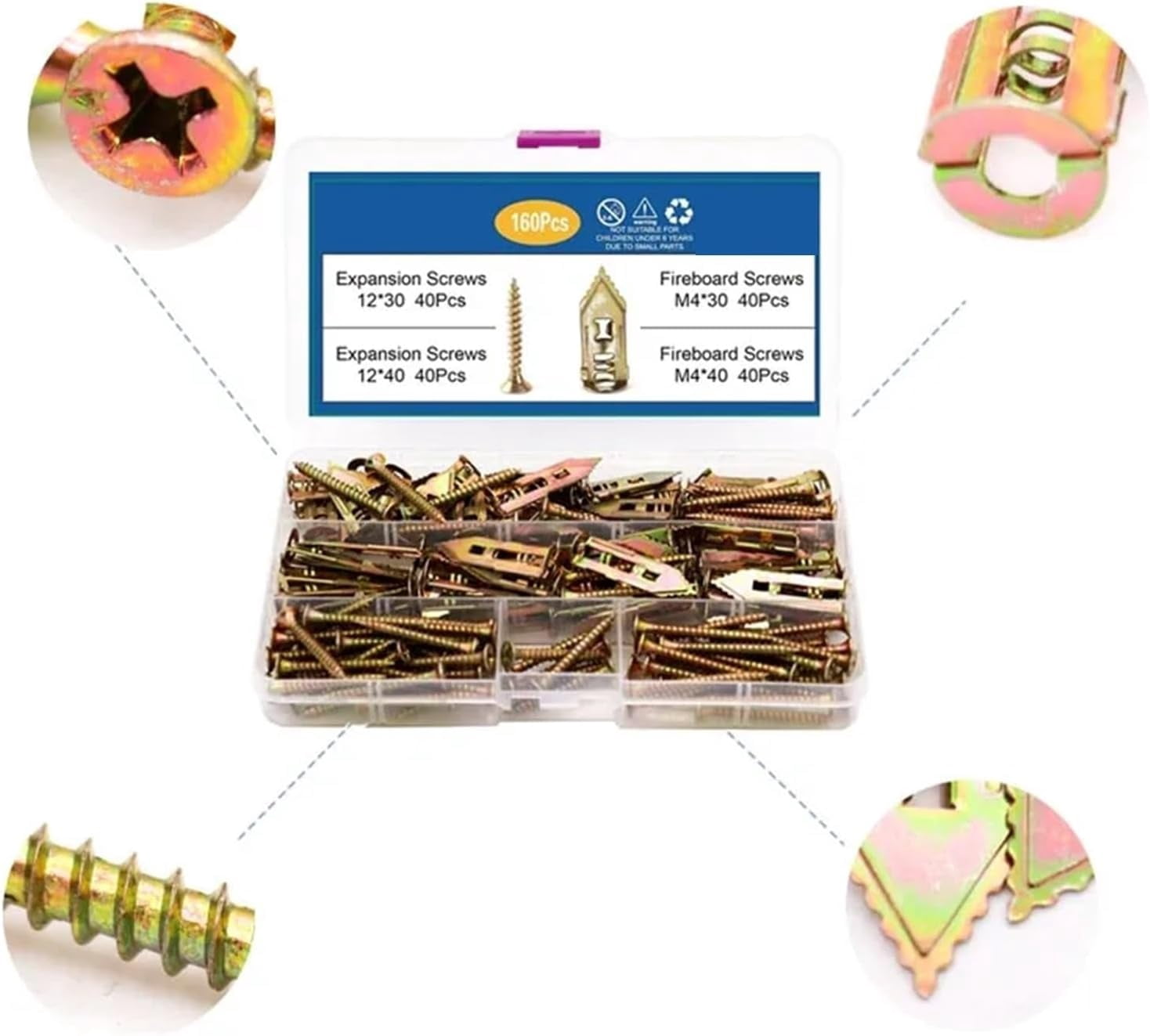 Self Drilling Anchor Screws Self-Drilling Gypsum Expansion Drywall Anchors Carbon Steel Zinc Plated with Self-Tapping Screw Dry Wall Kit