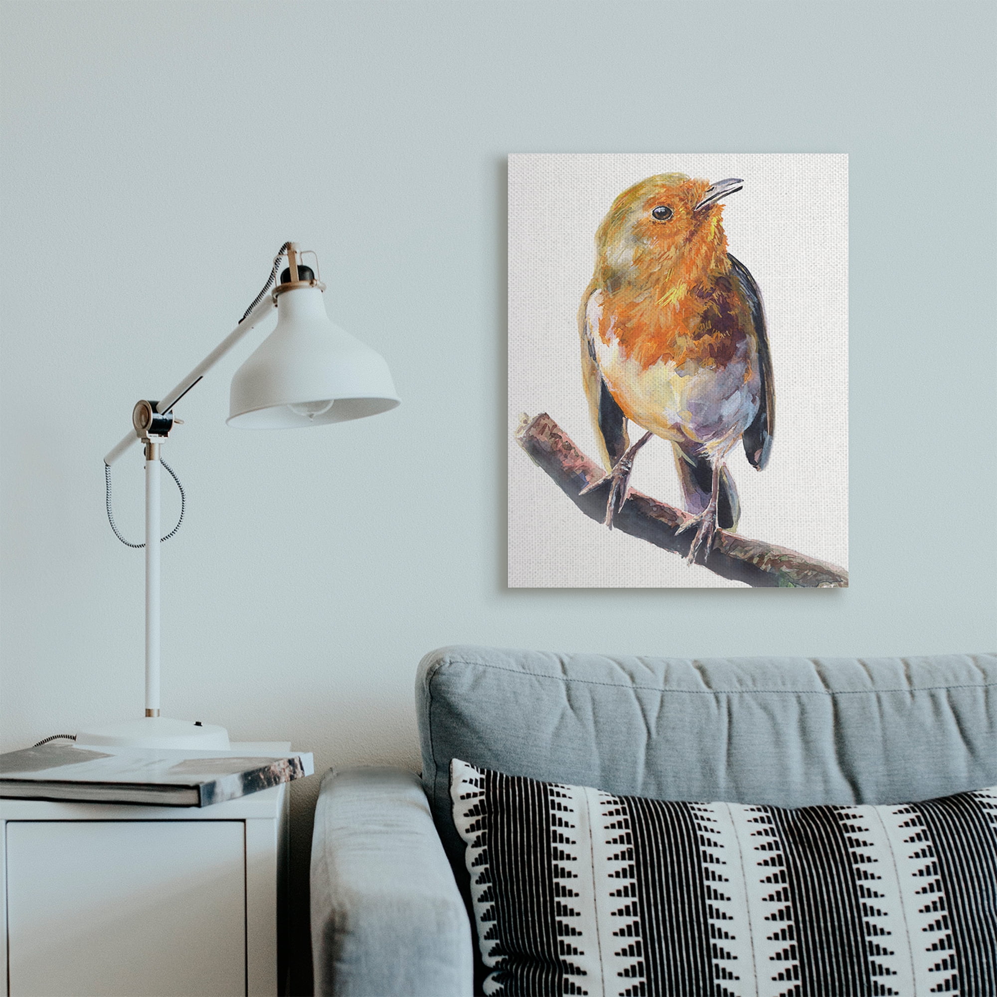 Stupell Industries Orange European Robin Perched Bird Portrait Canvas Wall Art, 24 x 30, Design by George Dyachenko