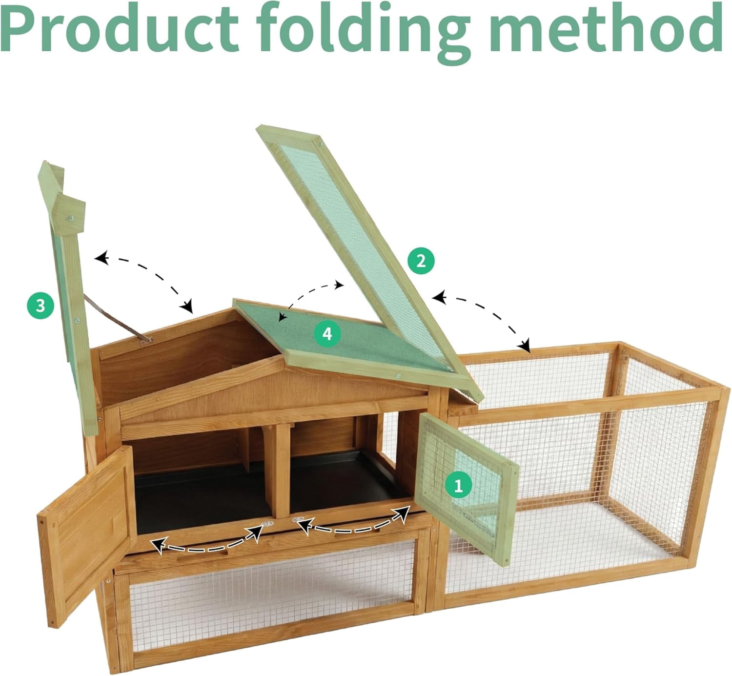 2-Story Rabbit Hutch  Indoor and Outdoor,Weatherproof Bunny Cage with Anti-Chew Metal Frame Ramp&Pull-Out No-Leak Trays for Small Animals