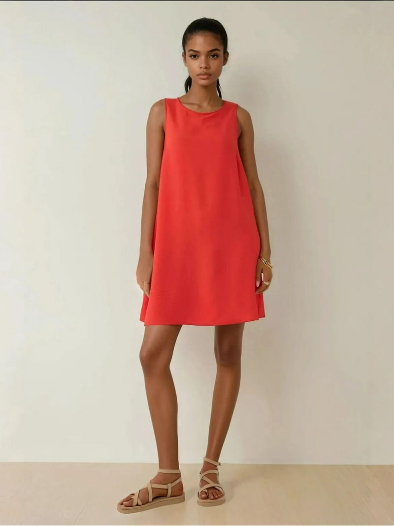 Crew Neck A-Form Fit Mini Dress - Walmart.com
