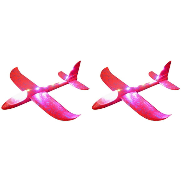 (2-Pack) Rinsvye Foam Throwing Glider Airplane Christmas Board Games for Toddlers Led Aircraft Toy Hand Circuit Games for Kids 12 Launch Airplane Model