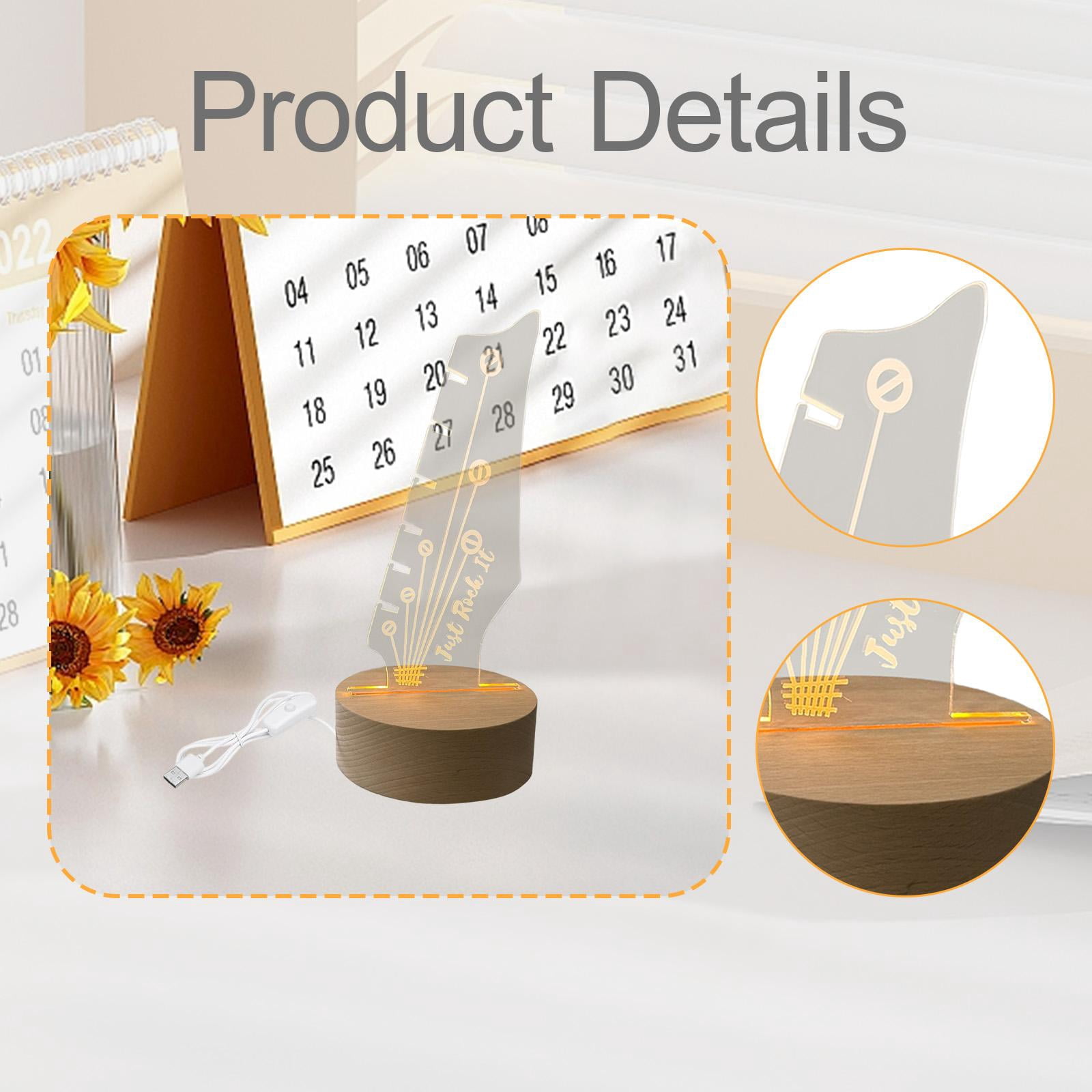 Guitar Pick Holder Storage Display Light Up LED Holds 6 Picks for Guitar Players and Guitarist Music Gifts