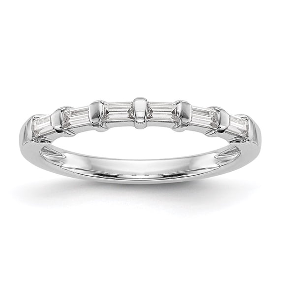 14K White Gold Ring Band Wedding Diamond Baguette , Size 6