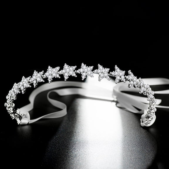 WEAVILUX Elegant White Crystal Star Wedding Headpiece Lightweight Bridal Hair Accessory for Special Occasions and Weddings
