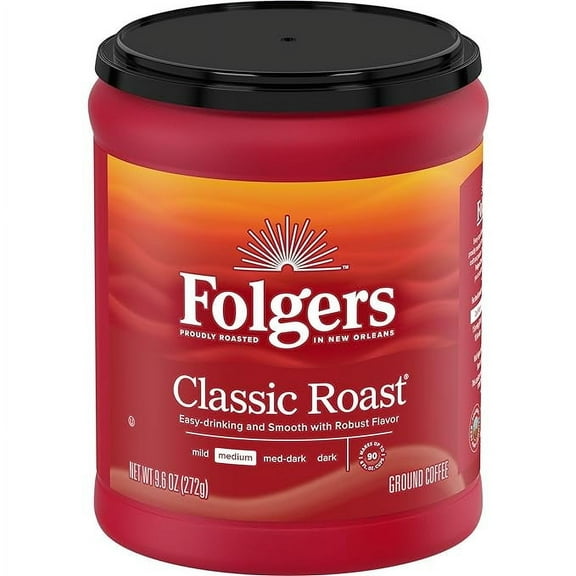 Pack of 1 Folgers Classic Roast Medium Roast Ground Coffee, 9.6 Ounce
