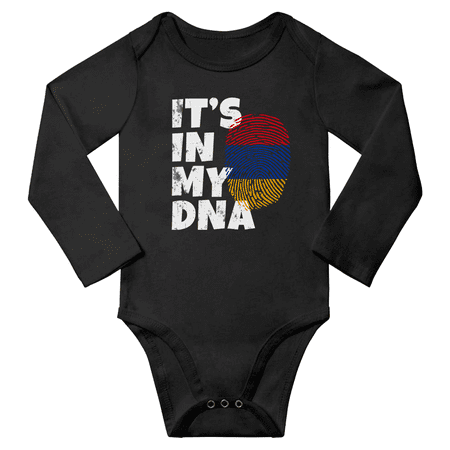 

It s In My Armenian DNA Baby Long Sleeve Bodysuits (Black 6 Months)
