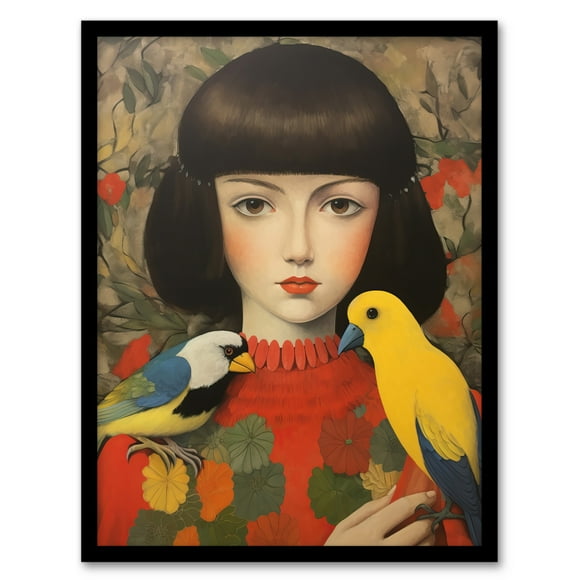 Birds Of A Feather Modern Portrait Art Print Framed Poster Wall Decor 12x16 inch