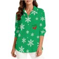 thumbnail image 2 of Womens Tops Long Sleeve Christmas Shirt Button Down Shirt Casual Beach Shirts,Blouse for Women Green M, 2 of 6