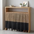 thumbnail image 5 of Black Brown Abstract Cabinet Dishwasher Hidden Curtains, Privacy Closet Door Curtain, Geometric Circular Water Ripples Adhesive Dust Proof Under Sink Skirt for Bathroom Kitchen 35"x35", 5 of 8