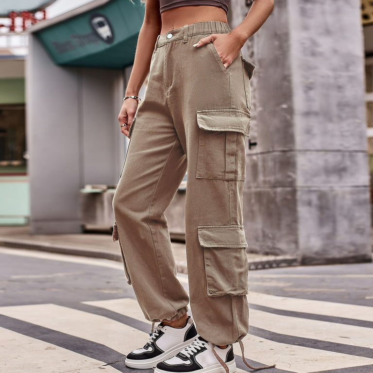 Ierhent Women Pants Casual Work Women's Slim Dress Pants(Khaki,XXL)