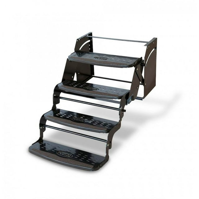 Stromberg Carlson Entry Step SMFP-4400 Four Manual Step; 24 Inch Width; 8 Inch Rise; With Wide Slip Resistant Grip Strip; Powder Coated