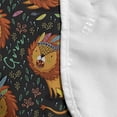 thumbnail image 4 of Cartoon Microwave Oven Cover, Lions Illustrations in Tribal Theme Feathers and Floral Strokes King of the Jungle, Water Resistant Organizer with Pockets Kitchen, 36" x 12", Multicolor, by Ambesonne, 4 of 4