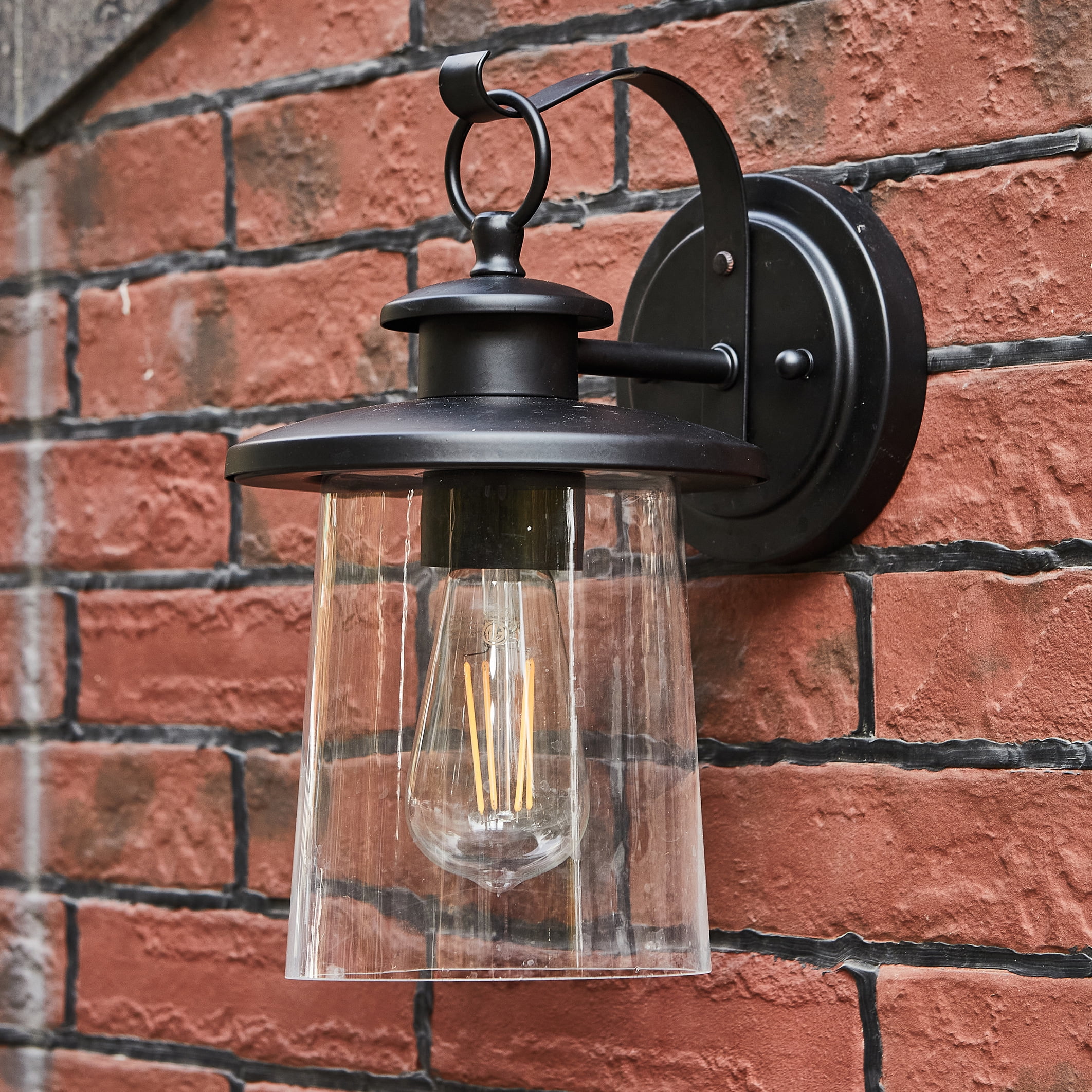 12 Inch Outdoor Light Fixture, Matte Black Exterior Wall Sconce for Porch Front Door