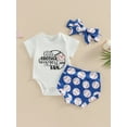 thumbnail image 2 of Bagilaanoe 3Pcs Newborn Baby Girl Short Pants Set Sleeveless Letter Print Romper Tops + Shorts + Headband 3M 6M 12M 18M Infant Casual Summer Outfits, 2 of 9