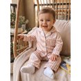 thumbnail image 2 of RUINIXCW Toddler Baby Girl Boy Silk Satin Pajamas Set Kids Spring Fall Winter PJS Set Sleepwear Striped Button Down Collar Long Sleeve Shirt Tops and Pants Set Loungewear Homewear, 2 of 9