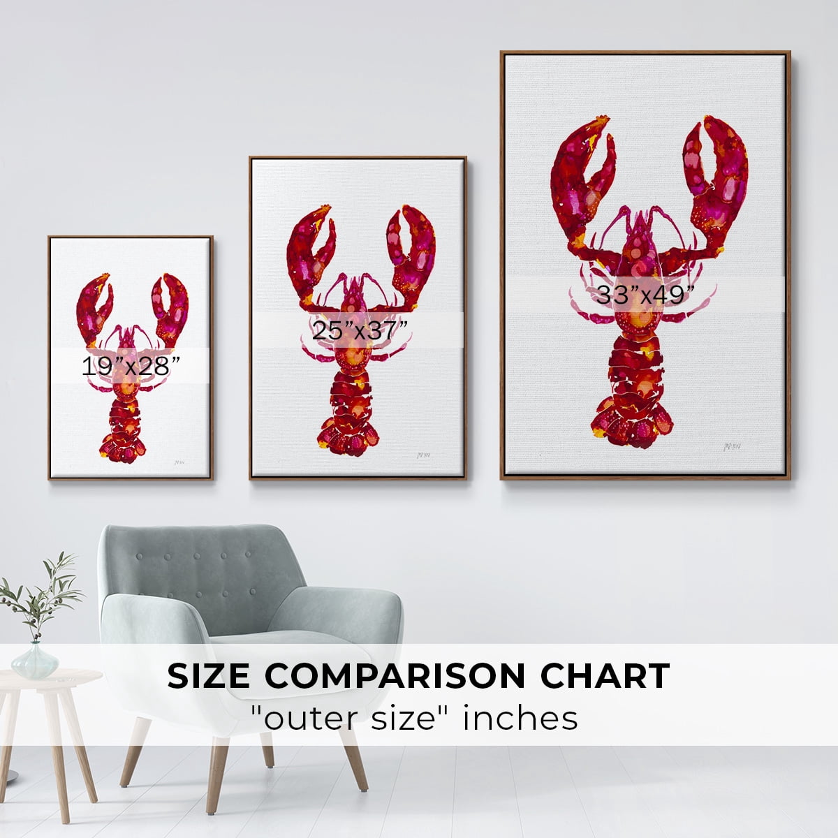 Lobster Framed Premium Gallery Wrapped Canvas - Ready to Hang - 17 x 25 - Walnut Floating Frame