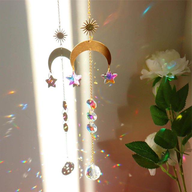 facefd Crystal Wind Chime Home Hanging Fengshui Outdoor Decor Style 5