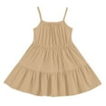 thumbnail image 6 of LTTVQM Cute Dresses for Girls Size 13-14 Summer Casual Solid Color Sleeveless Ruffle Hem Midi Dress Vacation Sundress Trendy Church Dress Khaki 13-14 Years, 6 of 6
