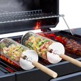 Mesh Bbq Rack Round Barbecue Grill Basket Set, Stainless Steel Rolling BBQ Cage, Wire ...