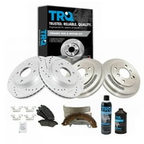TRQ Front & Rear Ceramic Brake Pad Performance Rotor Shoes, Drum Kit & Chemicals BKA22110 Fits select: 2011-2013 FORD FIESTA, 2014-2016 FORD FIESTA SE