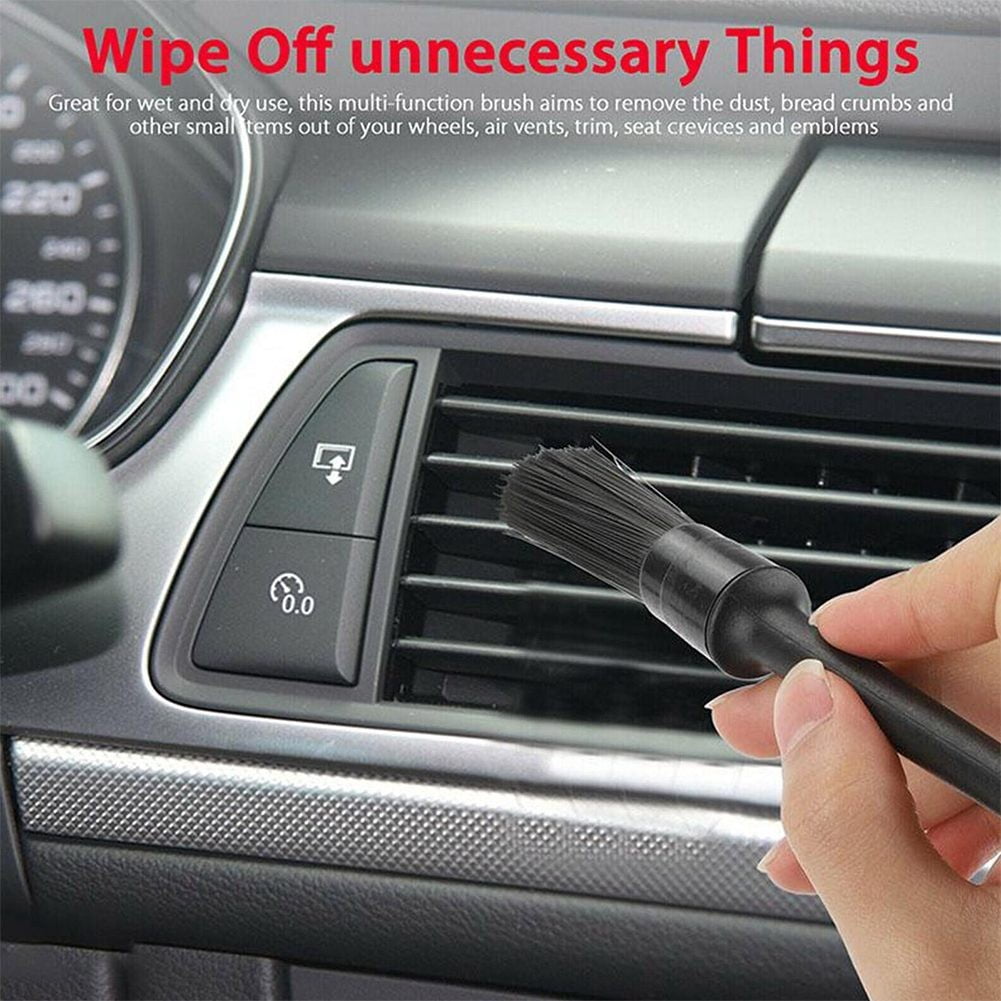 Tekuisi 5PCS Car Detailing Brush Kit Soft Vehicle Auto Interior for Wheel Clean Sets Premium Soft Fu & Synthetic Fiber Car Cleaning Brus