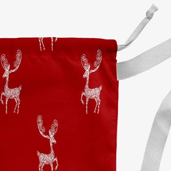 Simply Daisy Canvas Reindeer 18 x 29 in Red Laundry Bag