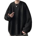 thumbnail image 3 of Camisa de manga larga para hombre, cuello redondo, Hip Hop, estilo extragrande, agradable a la piel, camisa sencilla de gran tamaño para hombre, para fiesta, Shcool Bar, 3 of 8