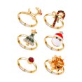 thumbnail image 1 of Visland 6Pcs/Set Bagues de Noël Réglables en Alliage Délicat Anti-Rouille Bagues de Père Noël pour Enfants, 1 of 7