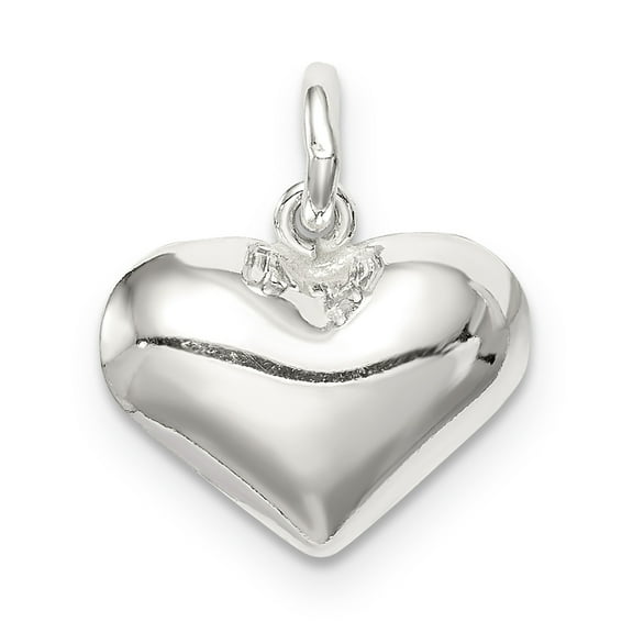 Sterling Silver Polished Puff Heart Charm QC8462