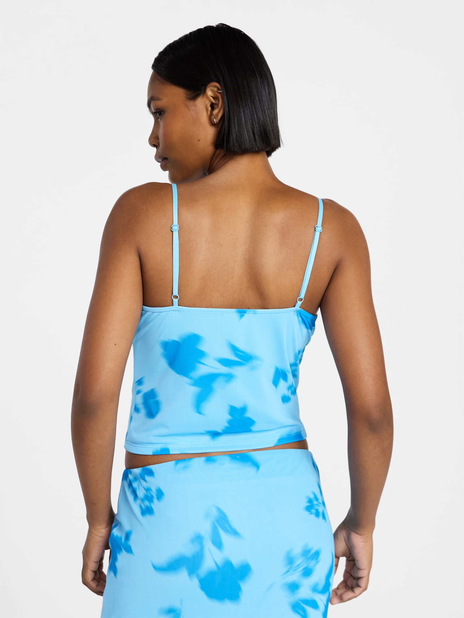 No Boundaries Lace Trim Mesh Camisole Top, Women's XXS-XXL