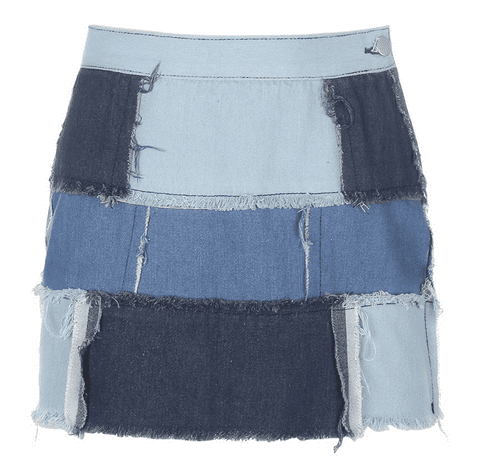 patchwork jean skirt
