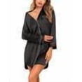 thumbnail image 3 of Ekouaer Satin Nightgowns for Women Button Down Sleep Shirt Silk Night Shirt Long Sleeve Boyfriend Sleepwear, 3 of 6