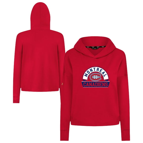 Women's Levelwear  Red Montreal Canadiens Sweet Banner Arch Tri-Blend Cropped Pullover Hoodie