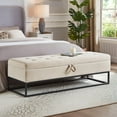 thumbnail image 6 of GZXS 58.6 Inch Velvet Storage Bench for Bedroom, Modern Upholstered Long Ottoman with Black Metal base for End of Bed/Entryway/Livingroom/Window (Beige), 6 of 9