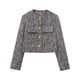 thumbnail image 2 of HH TRAF Otoño Mujer Chaqueta Casual de Manga Larga Top 2024 Mujeres Cuadros Un Solo Pecho Bolsillo Decorado Abrigo Corto Mujer, 2 of 5