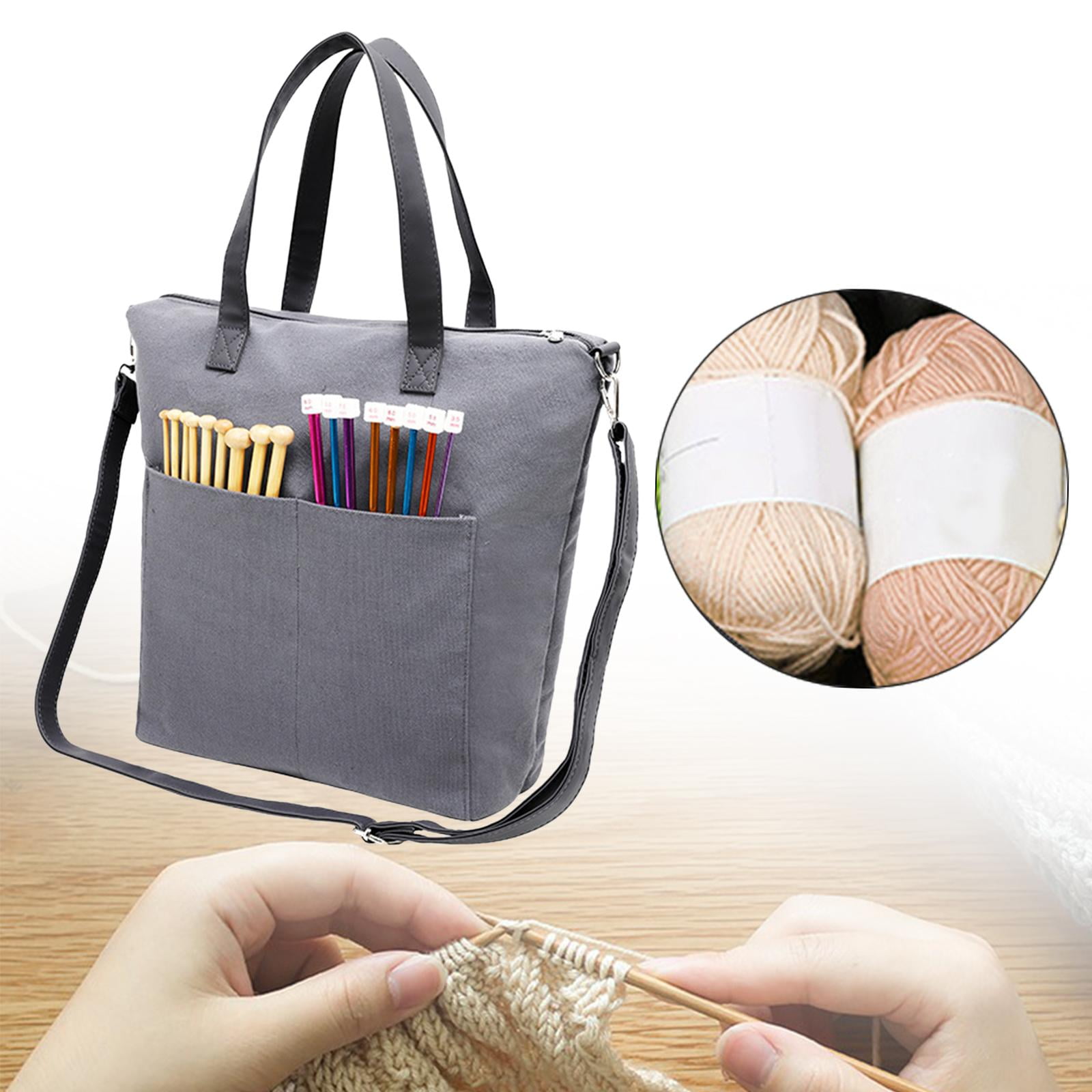 Wxqbjtam Yarn Storage Organizer Knitting Bag Empty Storage Bag Large Crochet Bag Tote for gray