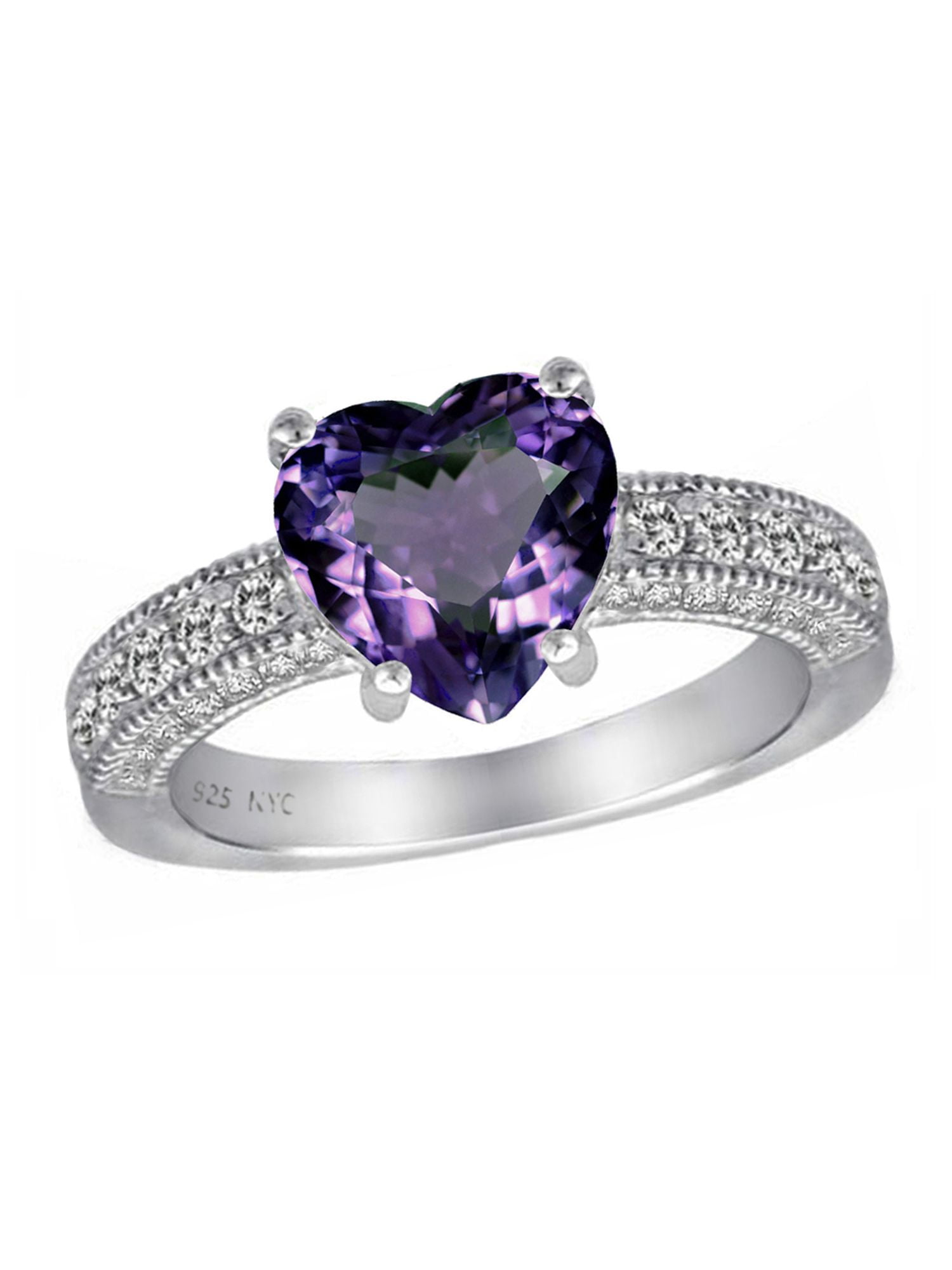 8mm Heart Shape Simulated Alexandrite Ring - Walmart.com