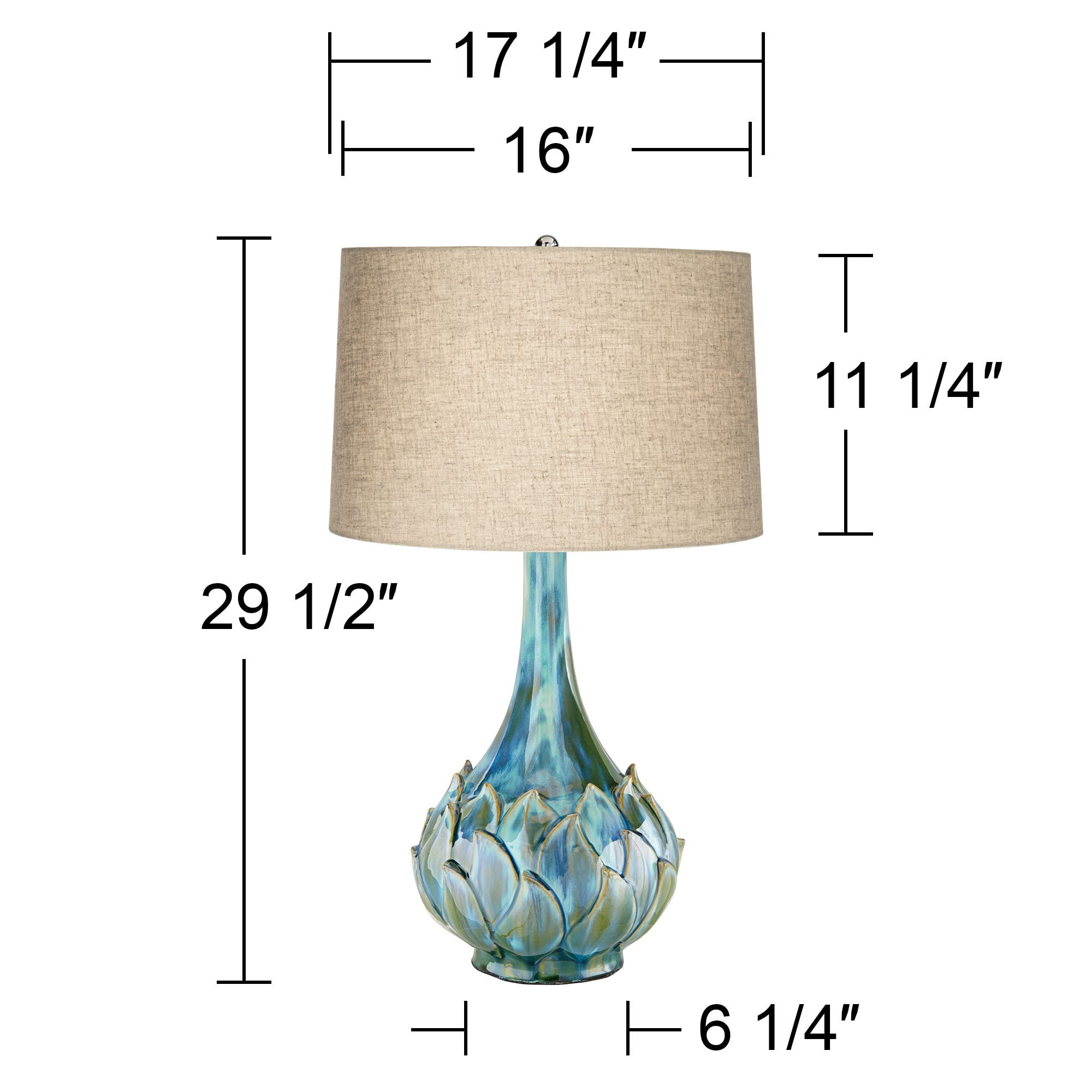 Possini Euro Design Kenya Modern Table Lamp 29 1/2" Tall Blue Green Ceramic with Dimmer Beige Shade for Bedroom Living Room Bedside Nightstand Office