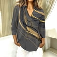 thumbnail image 2 of OIOLOYJM Women's Polo Shirts Geometric Print 3/4 Sleeve V-Neck Golf Shirts Spring Lapel Gym Workout Loose Fit T-Shirt Fashion Comfy Cozy Tunic Tops Dark Gray L, 2 of 7