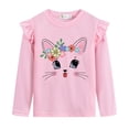 thumbnail image 3 of Little Hand Girls Tops Cotton 3 Packs Sets Rainbow Cat Pine Trees Graphic Long Sleeve Pink White 3T, 3 of 4