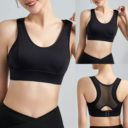 Nexjvus Woman s Balconette Bras Black Sports Yoga Running Fitness Shockproof Shock-Proof Gathered Bra