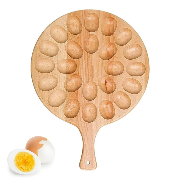 Bandeja Reversible de madera para huevos rellenos y tablero de charcutería, bandeja gruesa para huevos, encimera, refrigerador, contenedores para huevos de gallina