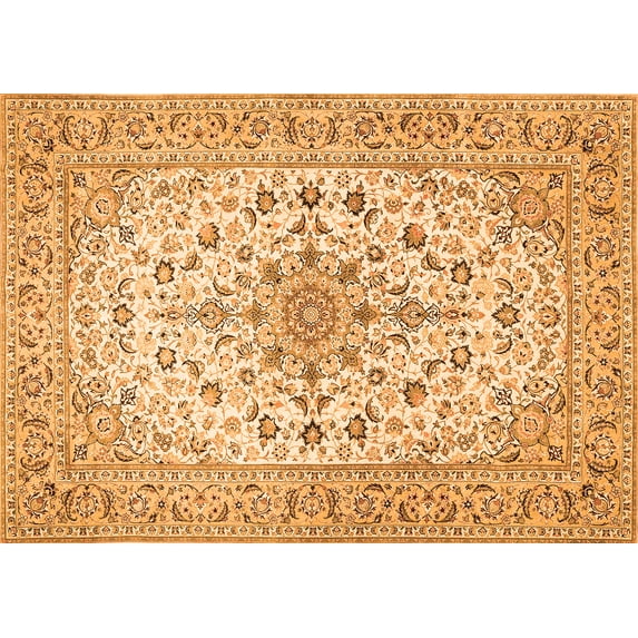 Ahgly Company Indoor Rectangle Medallion Orange Traditional Area Rugs, 3' x 5'