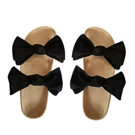 

huanledash 1 Pair Women Slippers Big Bow-knot Bohemian Style Rubber Beach Sandals for Vacation
