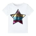 thumbnail image 1 of Ropa Para Bebé (Niño O Niña), Atuendo Para Niño Pequeño, Moda De Algodón, Decoloración Divertida, Patrón De Lentejuelas De Estrella Abatible, Camiseta Blanca Odeerbi LM103-3722, 1 of 9