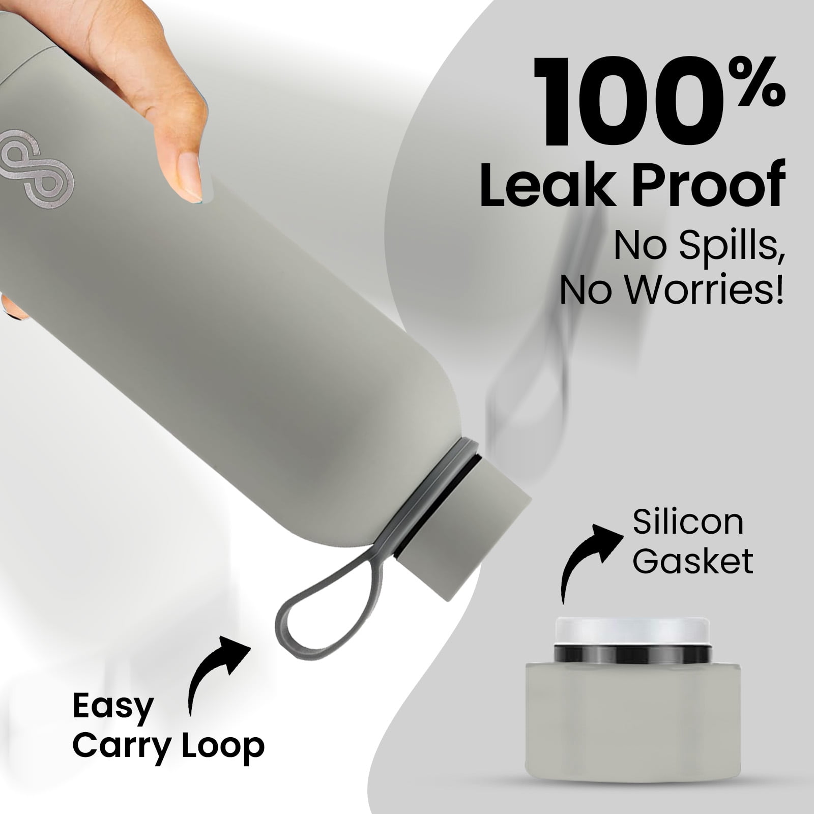 SINT Water Bottle 25 Oz Stainless Steel, Double Wall & Vacuum Insulated, Sports Water Bottle Keep Cold for Upto 15 Hours and Hot for Upto 12 Hours | Grey