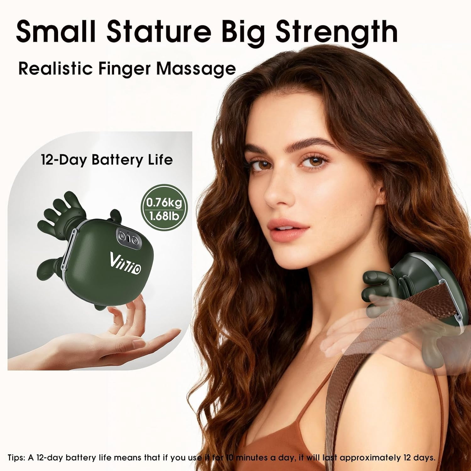 Bionic Neck and Shoulder Massager with Heat, 4D Kneading Massage, Simulated Human Hand Design for Pain Relief and Muscle Relax, Neck Massager Pillow Ideal for Valentines Gift, Green